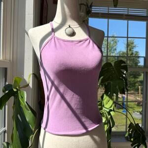 Vintage Y2K Hot Gal Purple Suede Crop Top Small